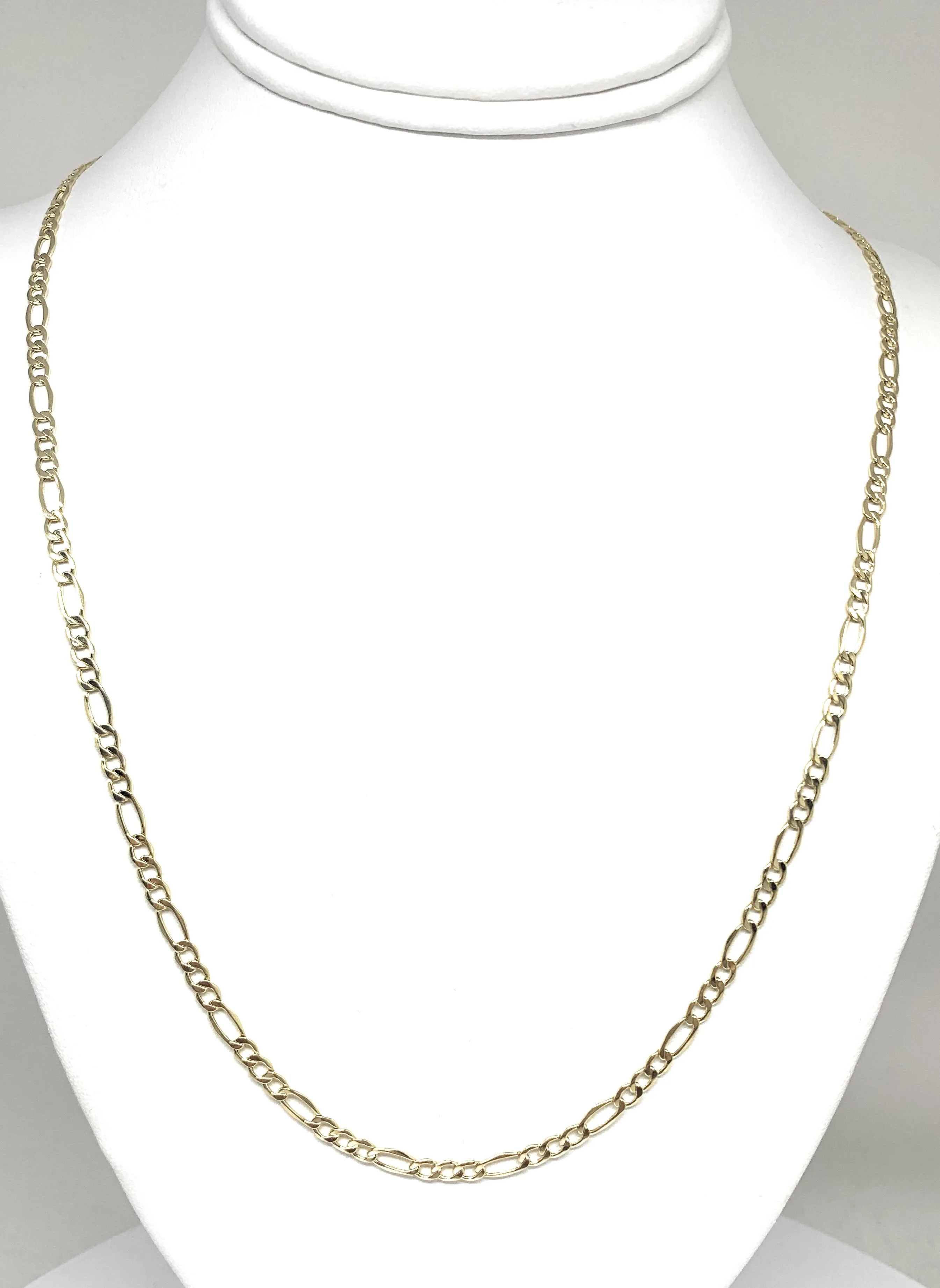 10k Solid Gold Figaro Chain 18-26 inches 3.5mm (Semi-Hollow Style)