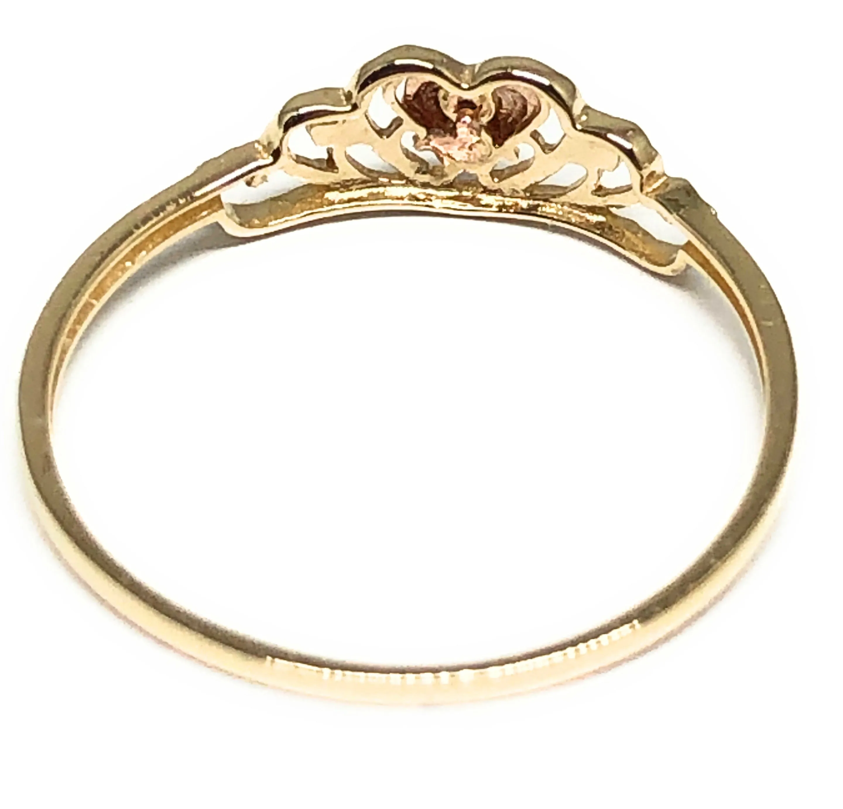 10k Solid Gold Yellow & Rose Gold Heart Crown Dainty Ring (FC 68)