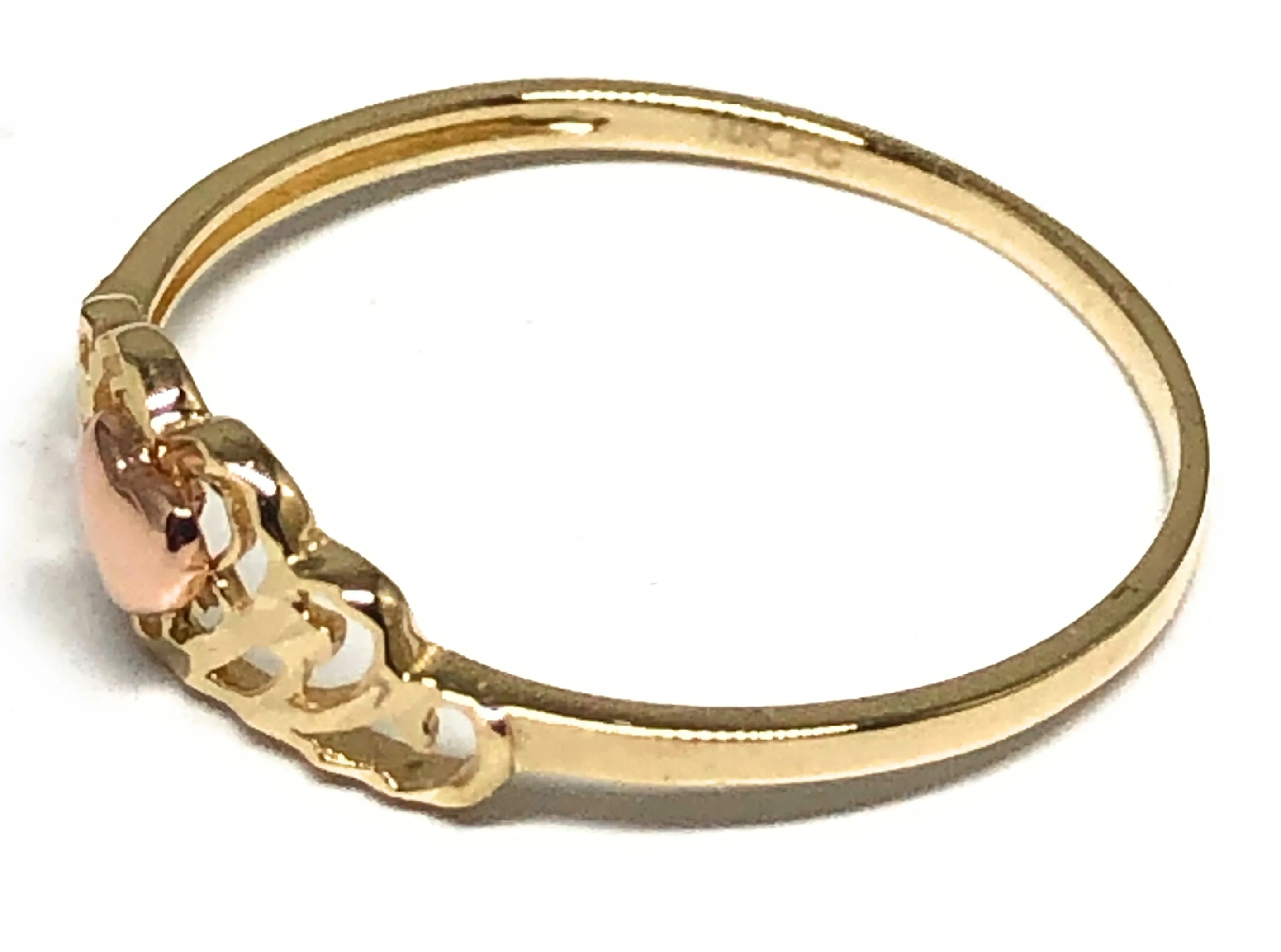 10k Solid Gold Yellow & Rose Gold Heart Crown Dainty Ring (FC 68)