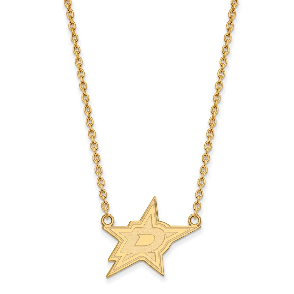 10k Yellow Gold NHL Dallas Stars Large Necklace, 18 Inch