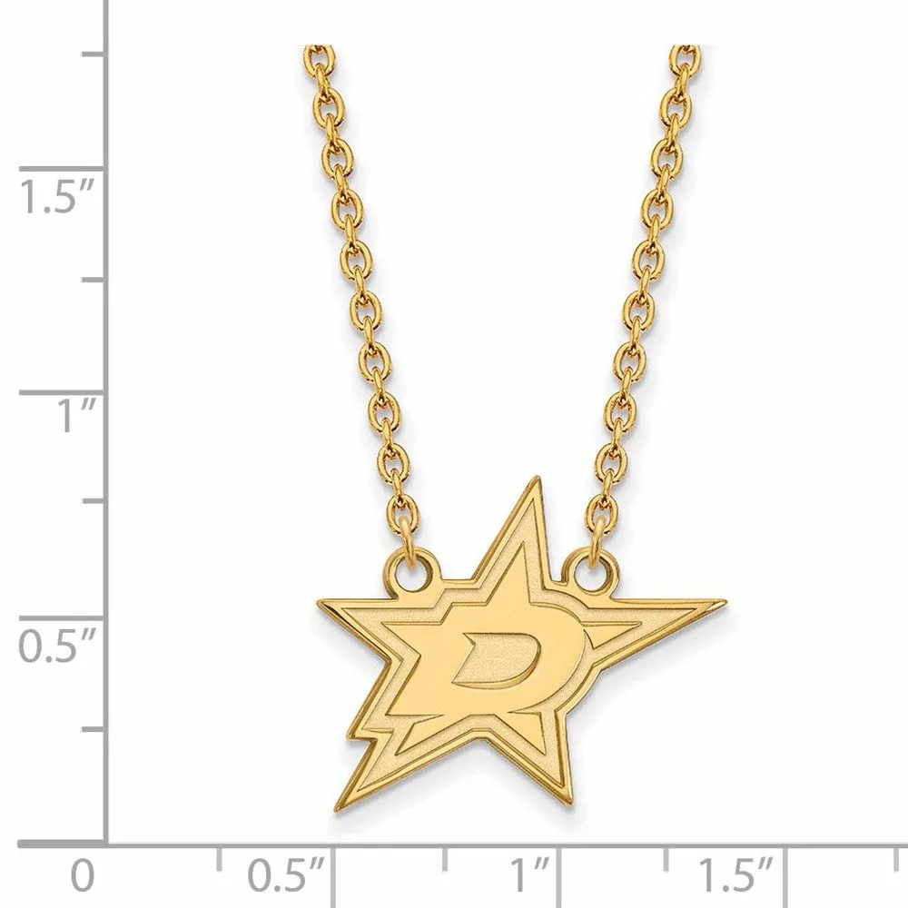 10k Yellow Gold NHL Dallas Stars Large Necklace, 18 Inch