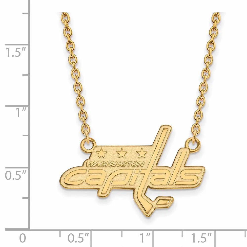 10k Yellow Gold NHL Washington Capitals Large Necklace, 18 Inch