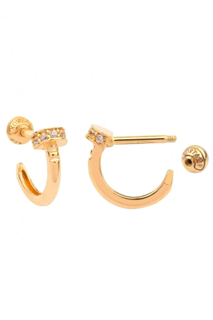 14k Gold Curved Nail Stud Barbell Lobe Cartilage Helix Ear Stud Piercing Jewelry