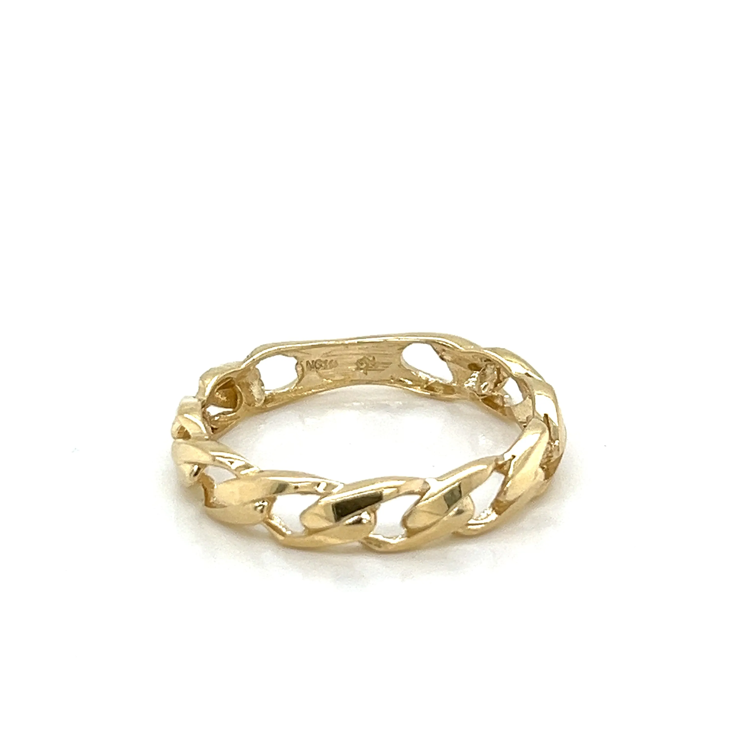 14K Gold Plain 4MM Miami Cuban Ring