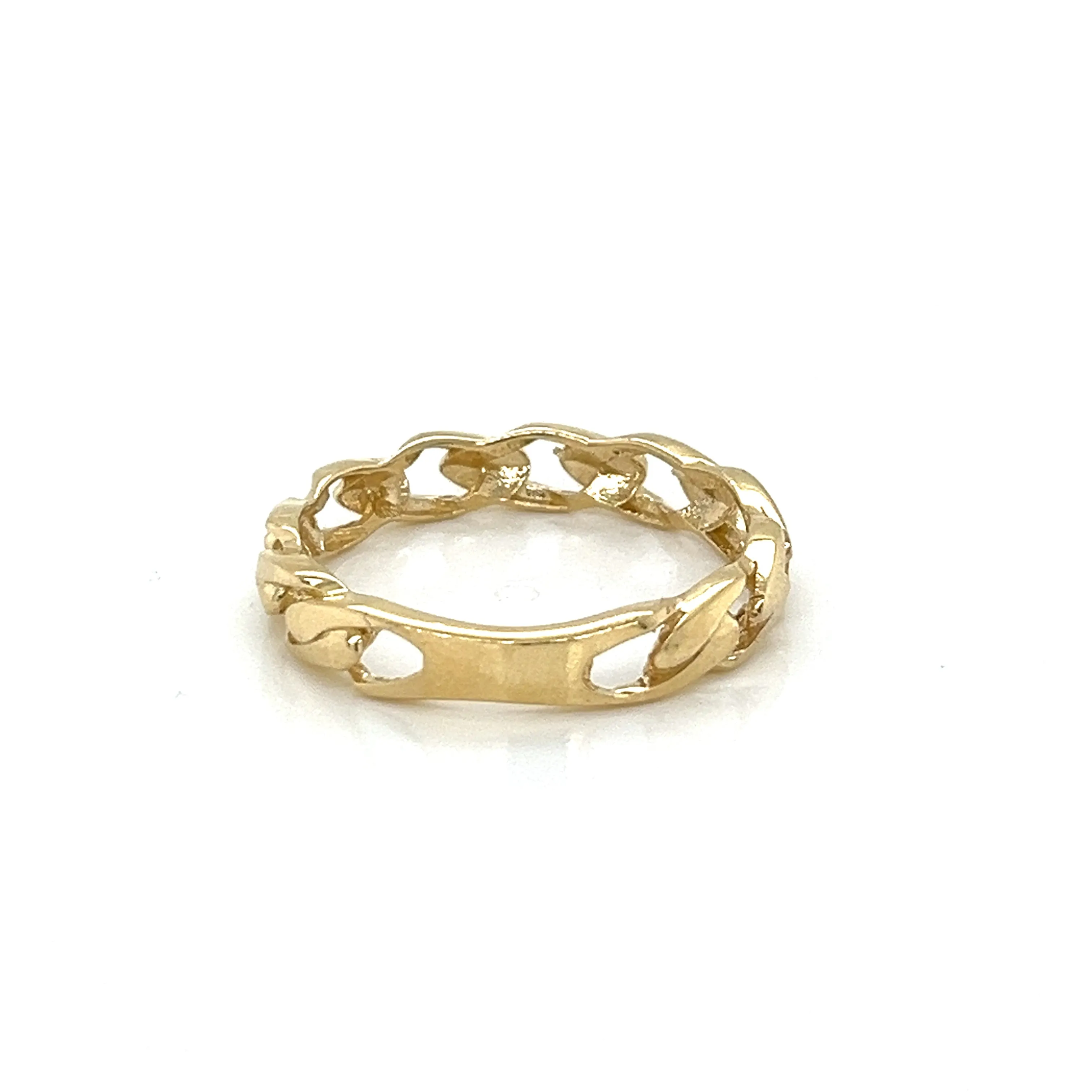 14K Gold Plain 4MM Miami Cuban Ring