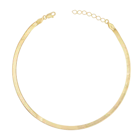 14K Gold Thin Herringbone Anklet 3mm