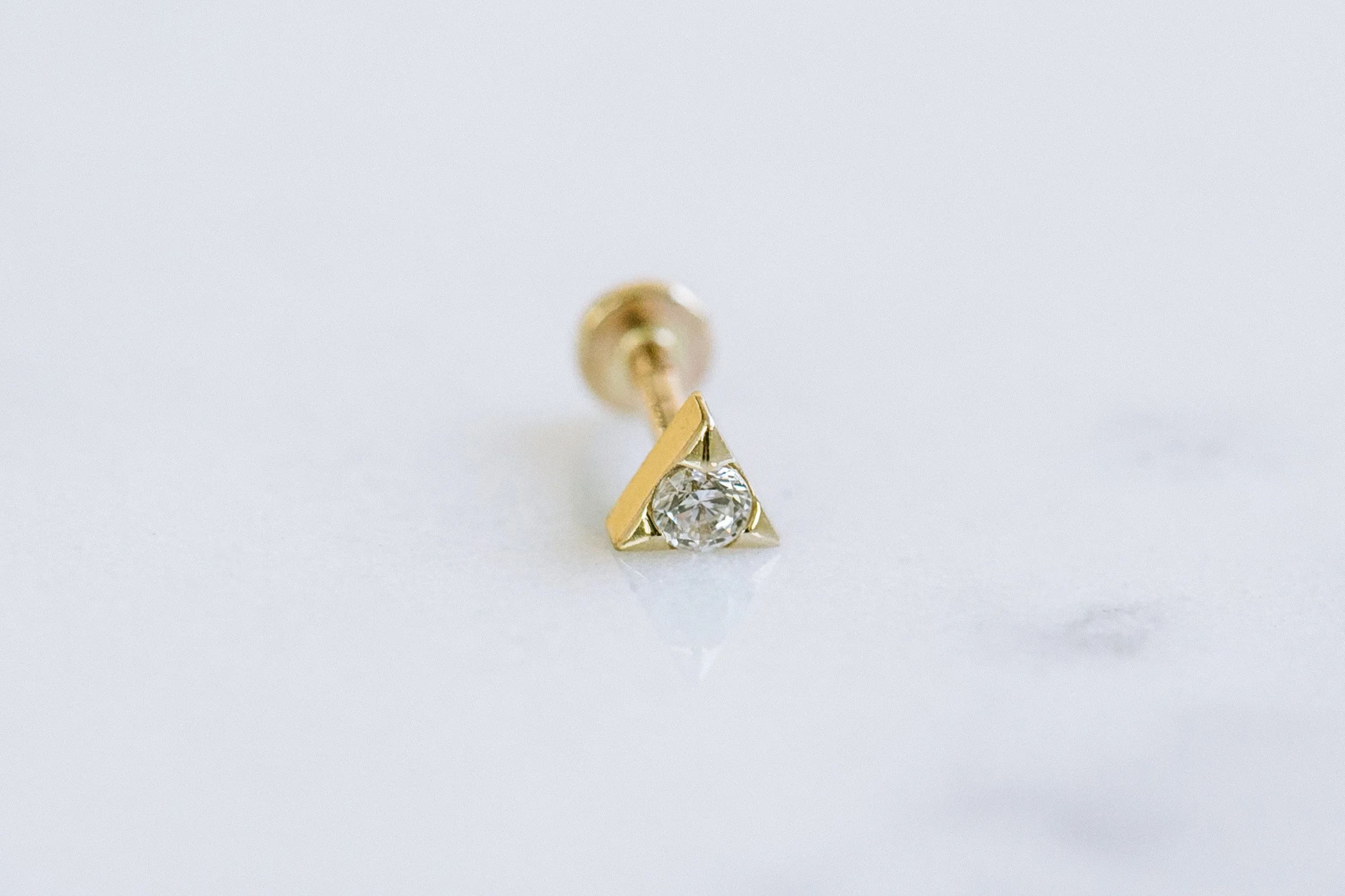 14k Real Gold Cz Cute Skull Forward Helix Cartilage Tragus Inner Conch Ear Stud Post Internally Threaded Earring Labret