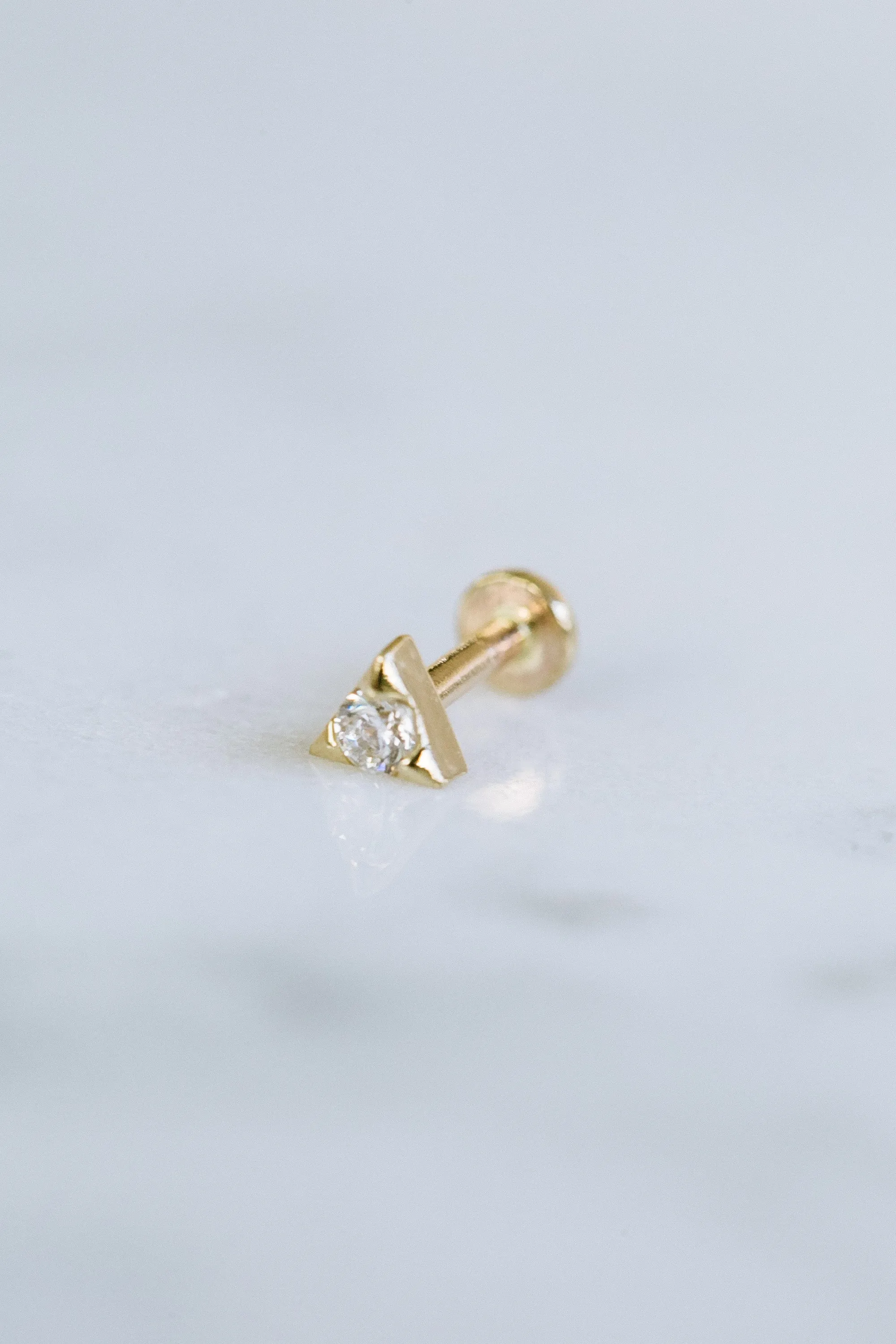 14k Real Gold Cz Cute Skull Forward Helix Cartilage Tragus Inner Conch Ear Stud Post Internally Threaded Earring Labret