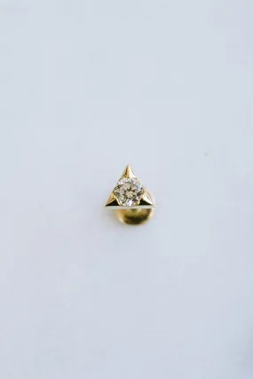 14k Real Gold Cz Cute Skull Forward Helix Cartilage Tragus Inner Conch Ear Stud Post Internally Threaded Earring Labret