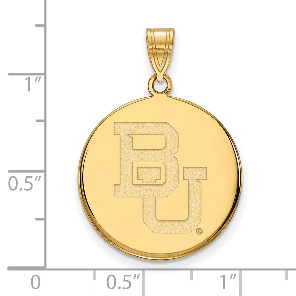 14k Yellow Gold Baylor U Large 'BU' Disc Pendant