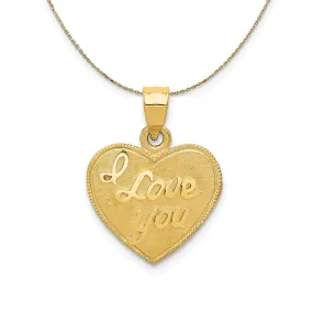 14k Yellow Gold I Love You Heart Necklace