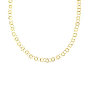 14k Yellow Gold Polished and Dual Textured Round Link Necklacerx46017-38-rx46017-38