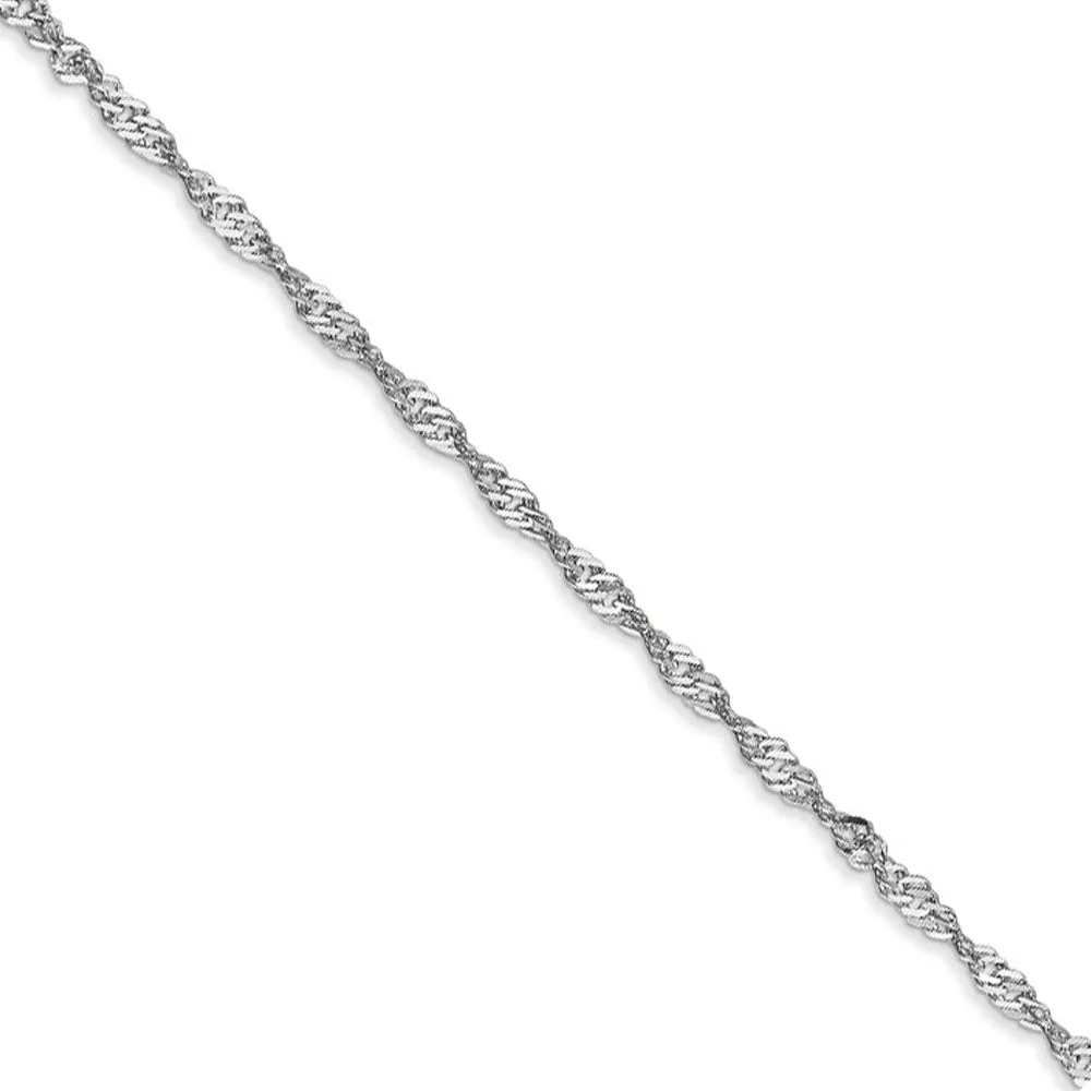 1.6mm 14k White Gold Diamond Cut Singapore Chain Necklace