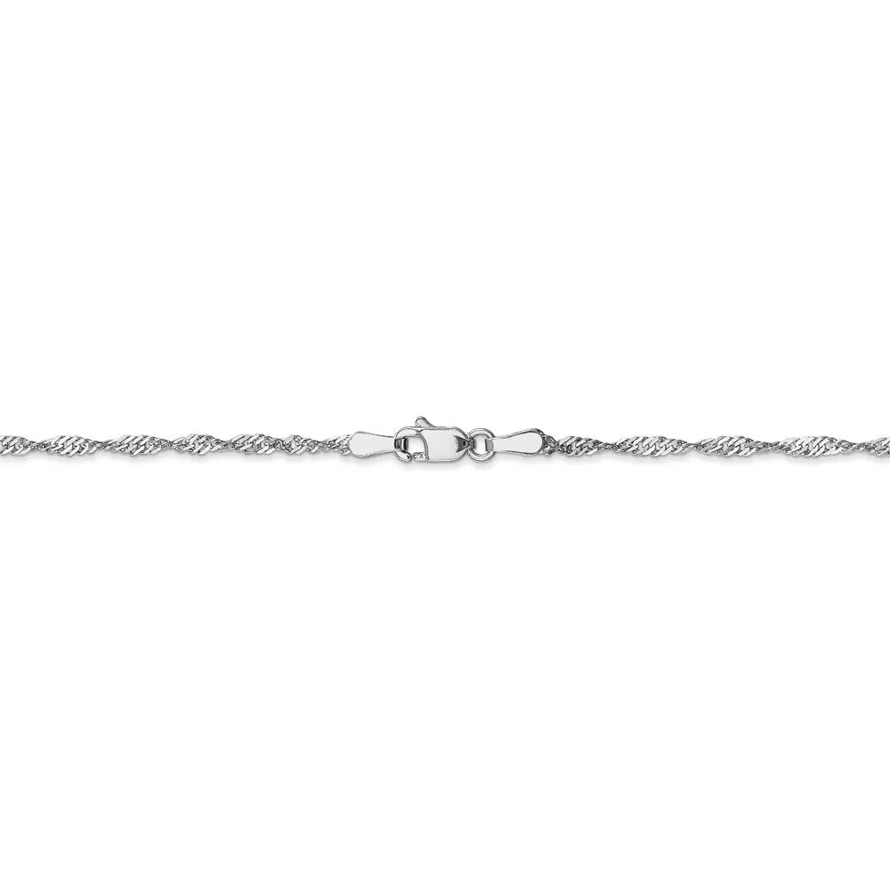 1.6mm 14k White Gold Diamond Cut Singapore Chain Necklace