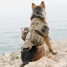 3 Colors Tactical Dog Harness Adjustable Military K9 Harness Vest with 3 Detachable Pouches