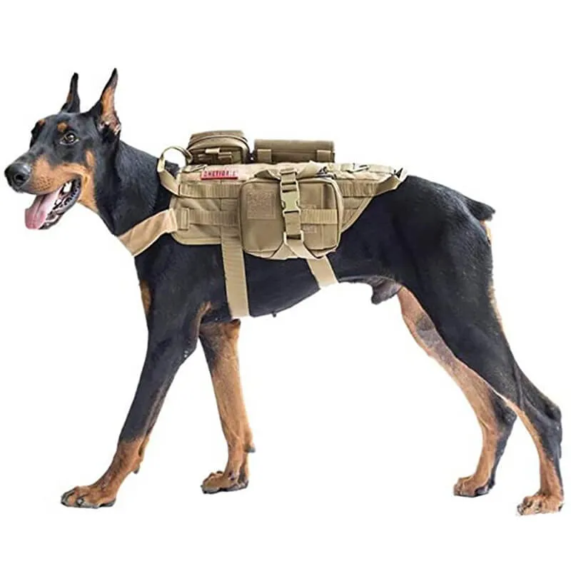 3 Colors Tactical Dog Harness Adjustable Military K9 Harness Vest with 3 Detachable Pouches