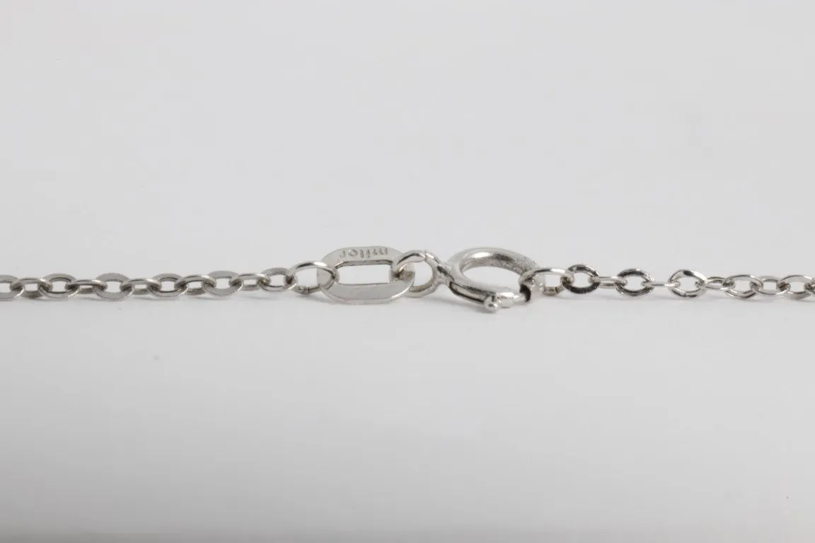 33'' 14k White Gold Clear Stone Station Chain Necklace (4.40g.)