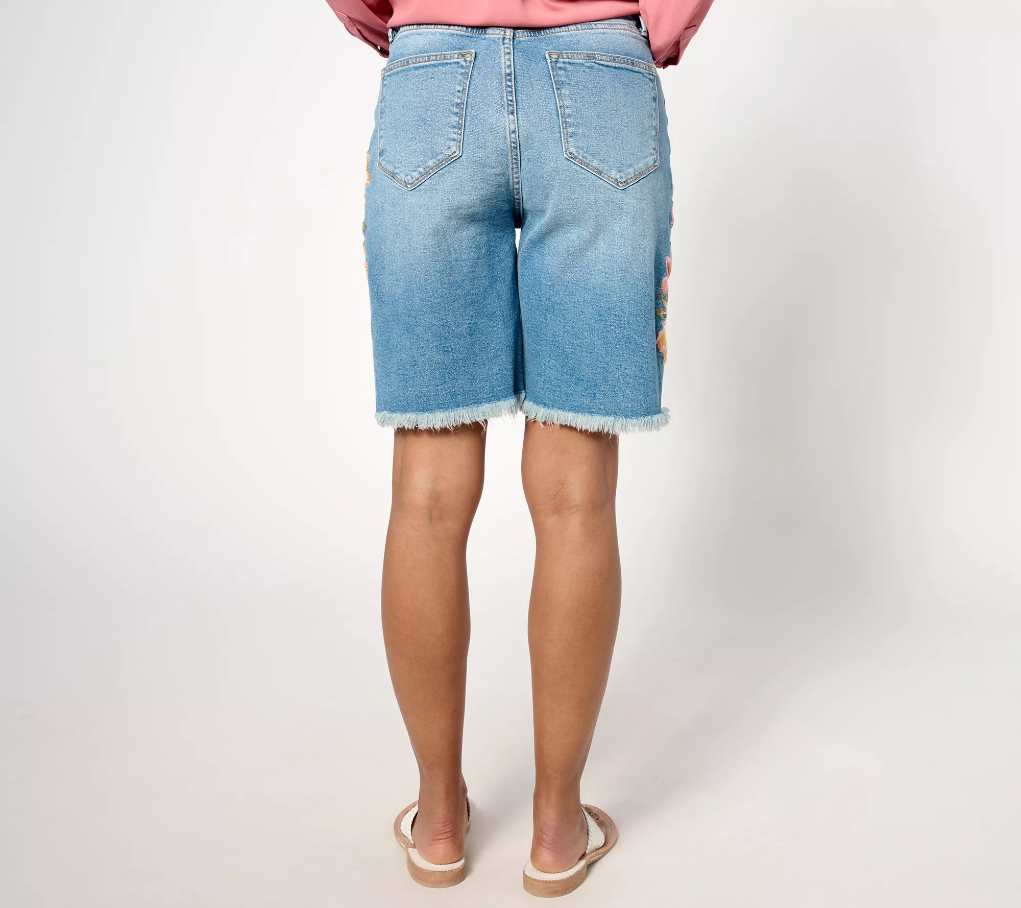 "As Is" Driftwood Jeans Bermuda 9" Embroidered Short-Portofino