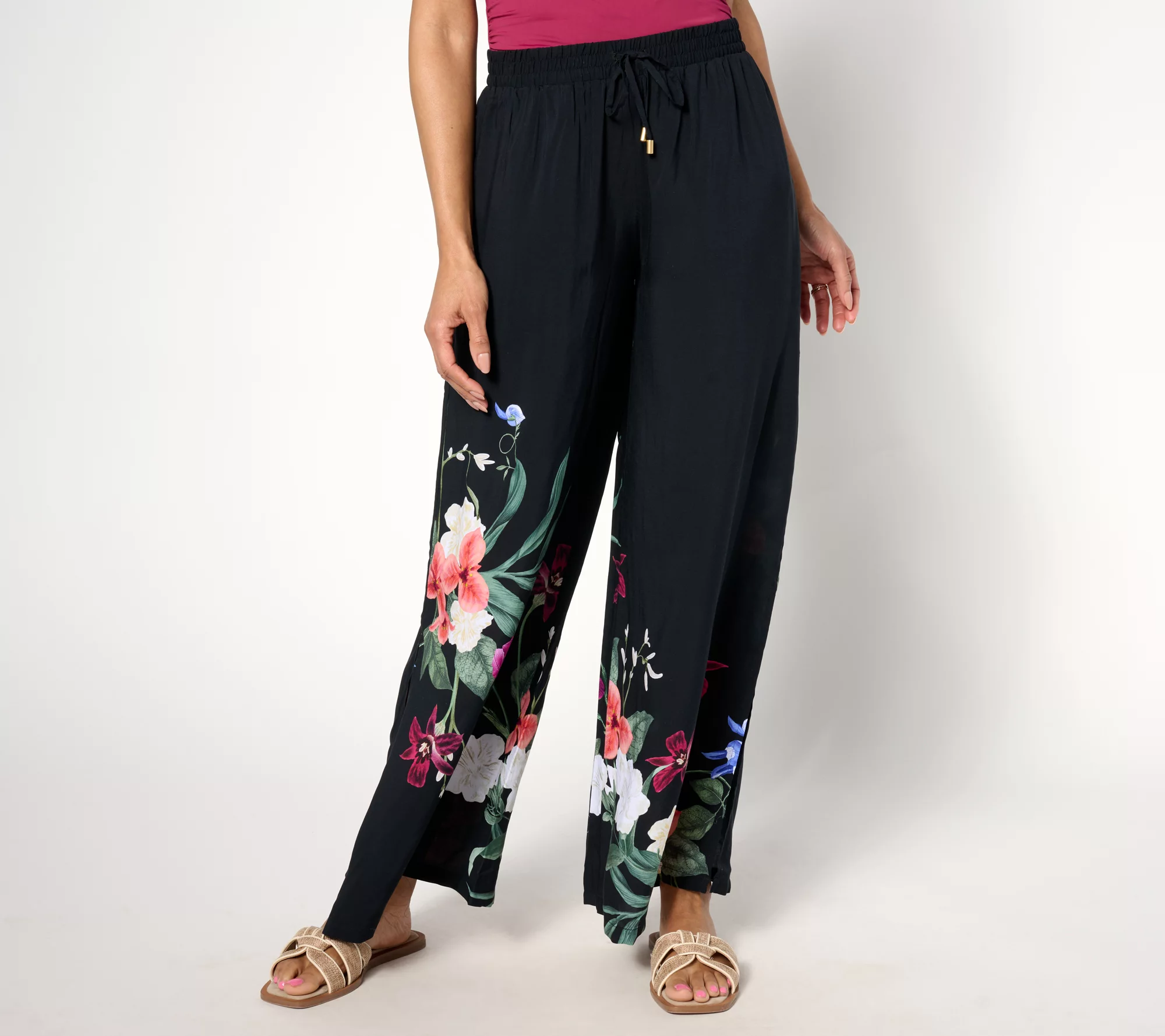 "As Is" Jantzen Regular Woven Pull-On Wide Leg Cover-Up Pants