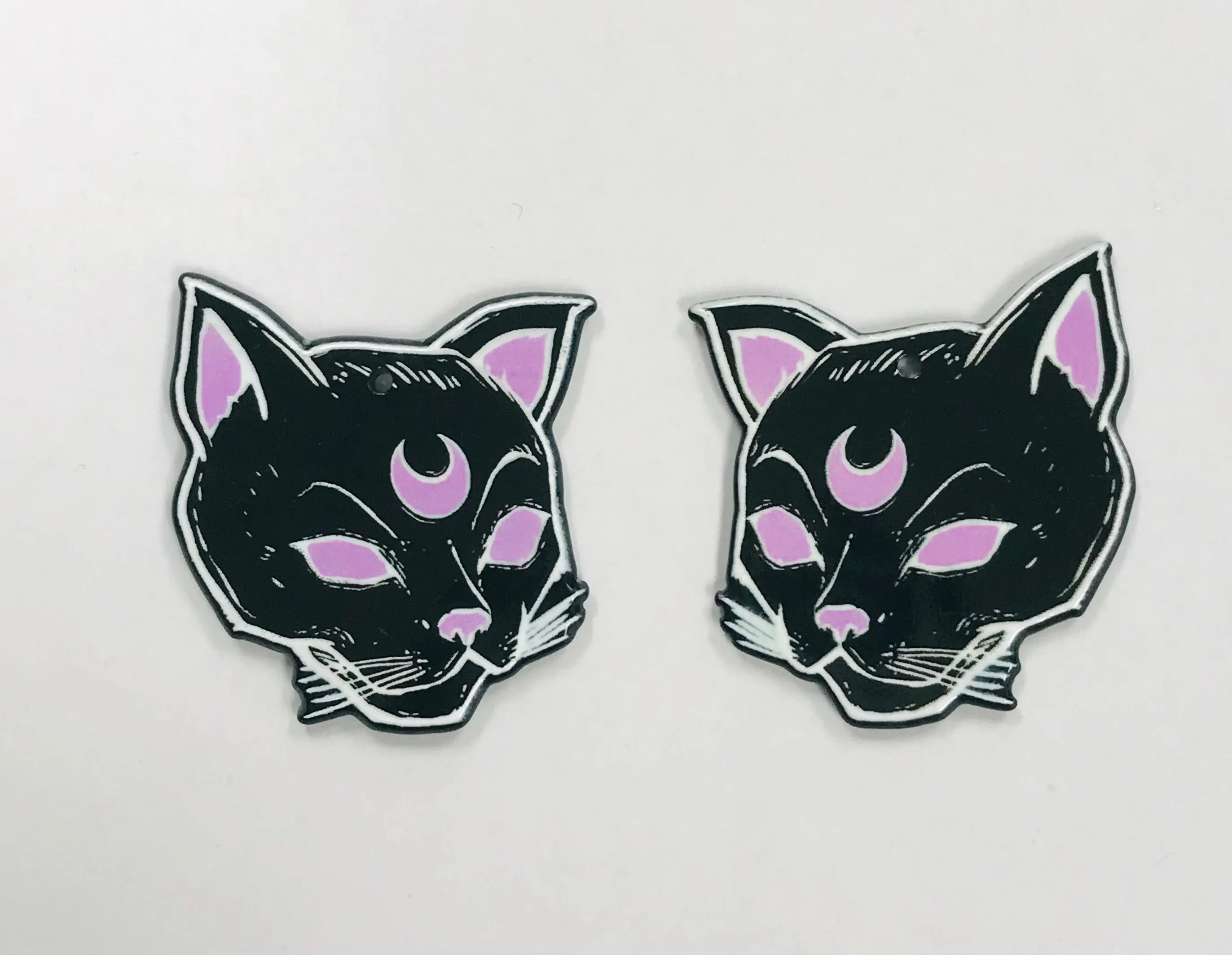 4 Wiccan Witch Cat Charm, Acrylic Charms DIY JEWELRY MAKING