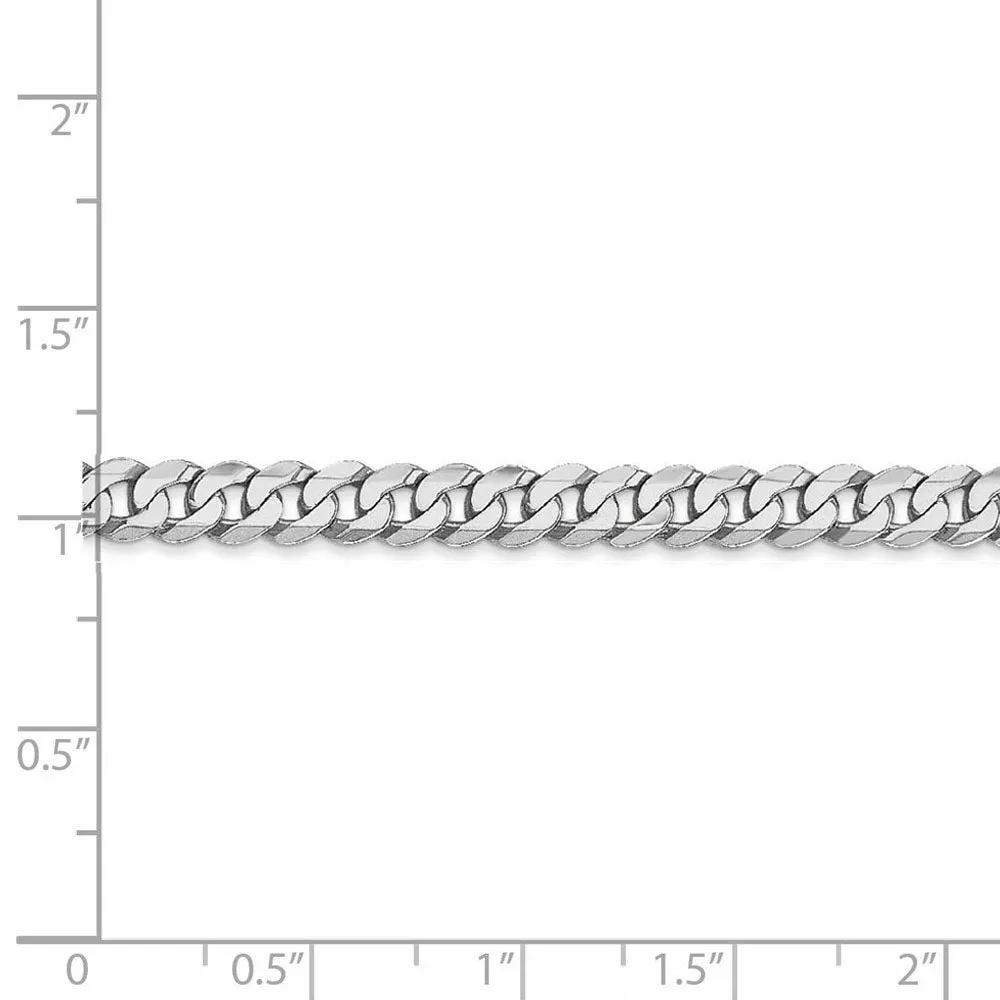 5.5mm, 14K White Gold, Solid Miami Cuban (Curb) Chain Bracelet