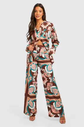 Abstract Print Relaxed Fit Wide Leg Pants