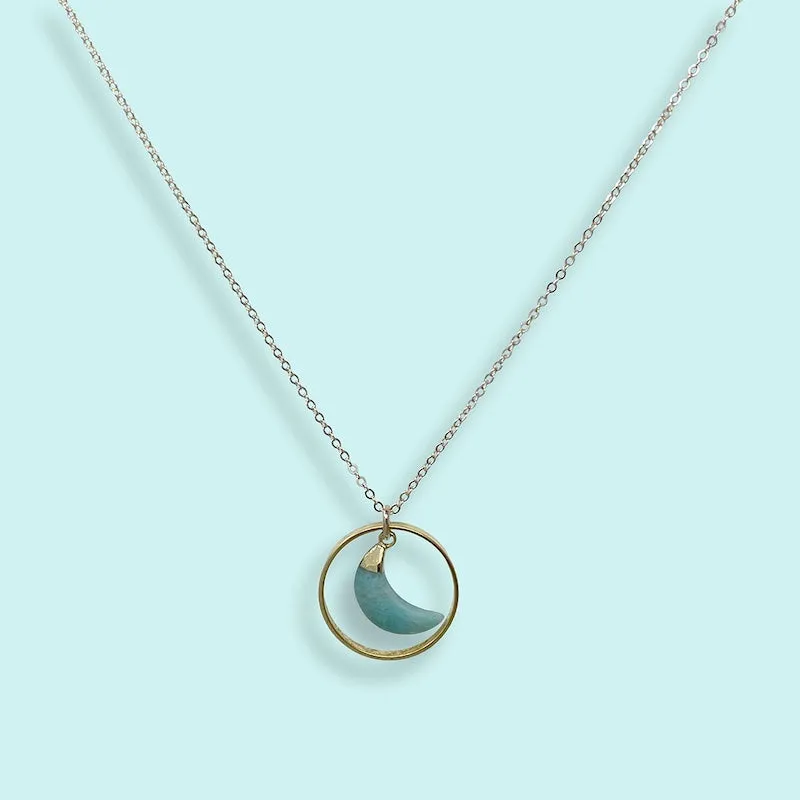 Amazonite Moon Halo Necklace