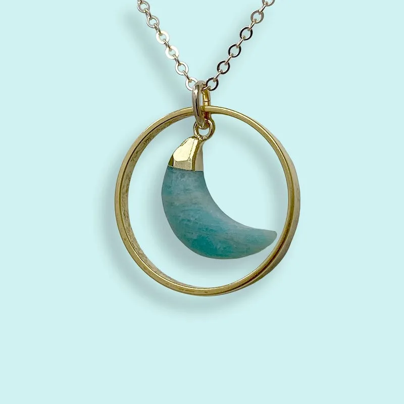 Amazonite Moon Halo Necklace