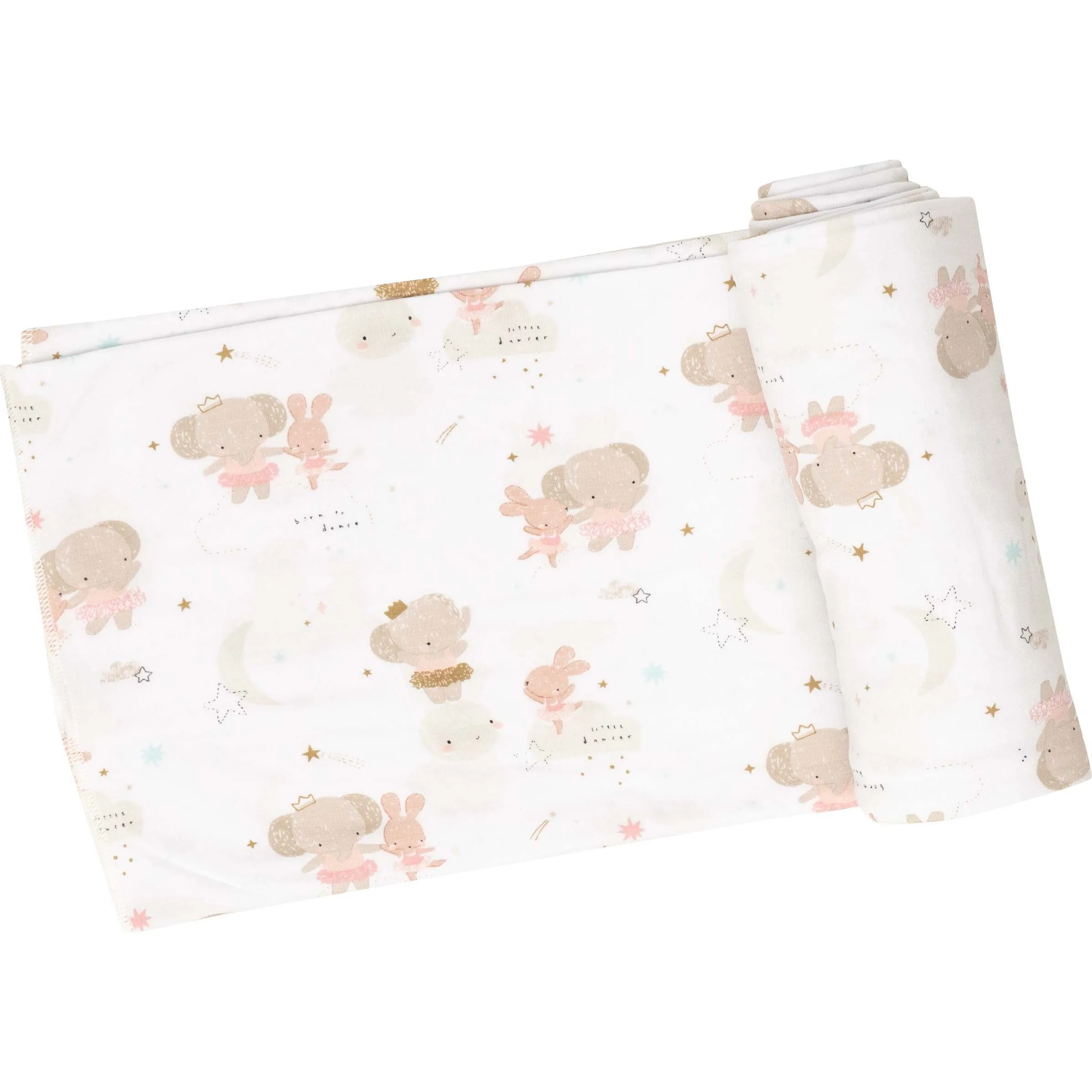 Angel Dear ELEPHANT + BUNNY BALLERINAS SWADDLE BLANKET, White