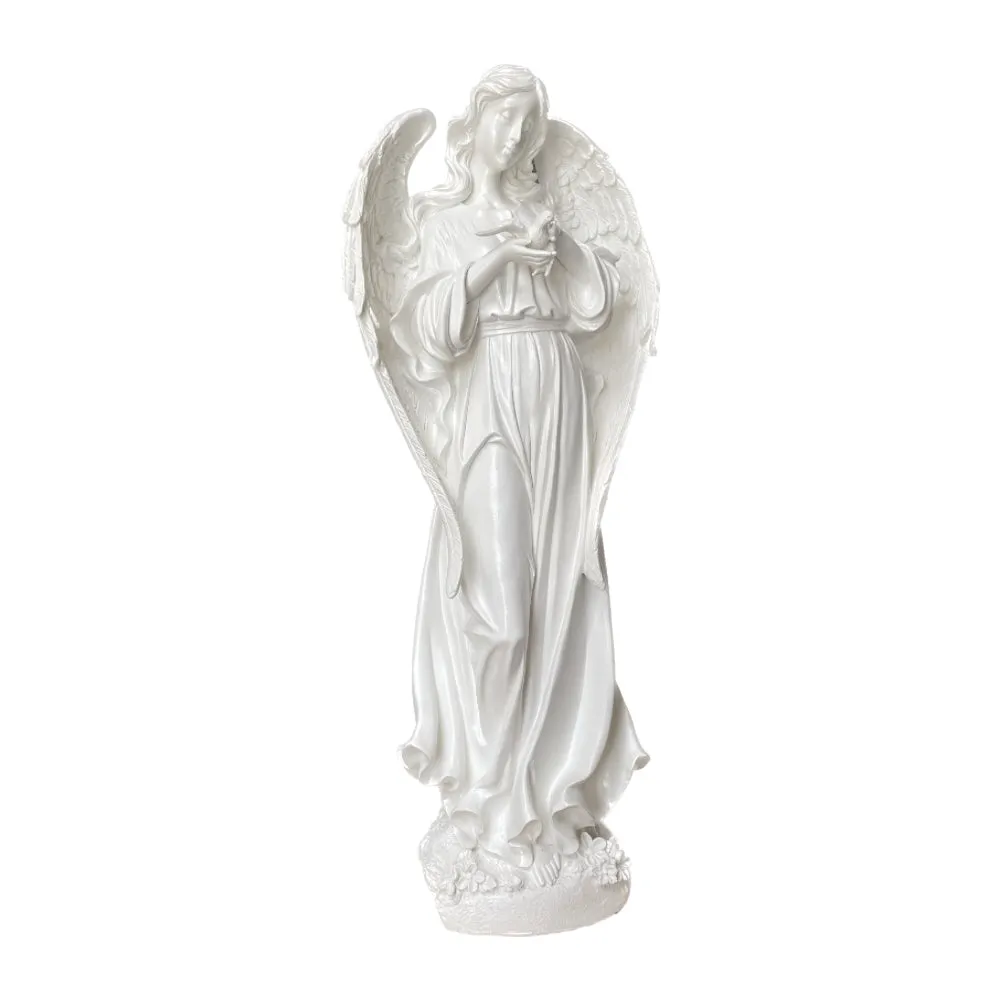 Angel with Dove statue (Vittoria) white - 80cm