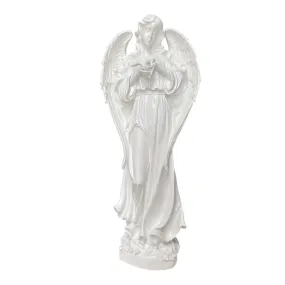 Angel with Dove statue (Vittoria) white - 80cm