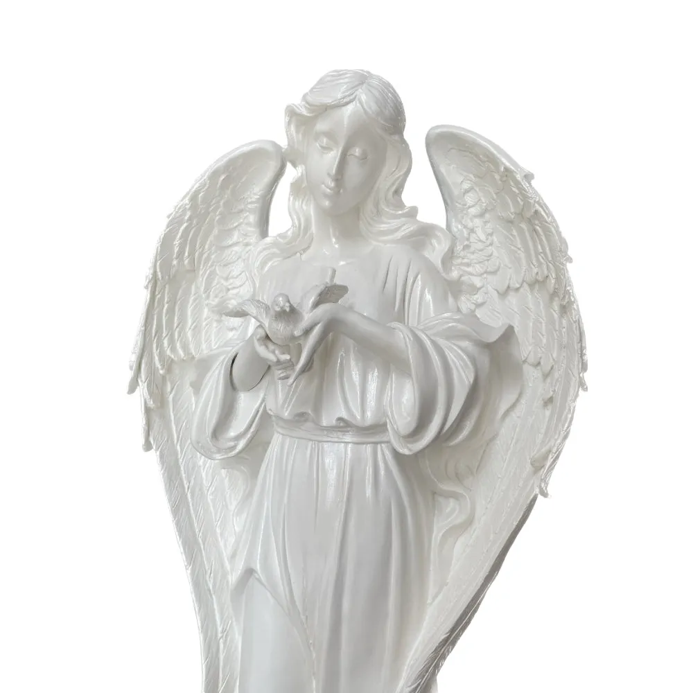 Angel with Dove statue (Vittoria) white - 80cm