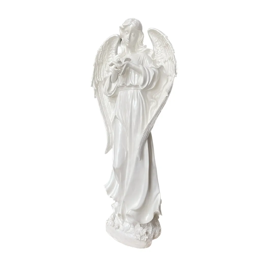 Angel with Dove statue (Vittoria) white - 80cm