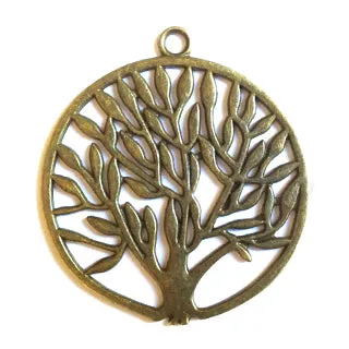 Antique Bronze Tree Pendant 38mm