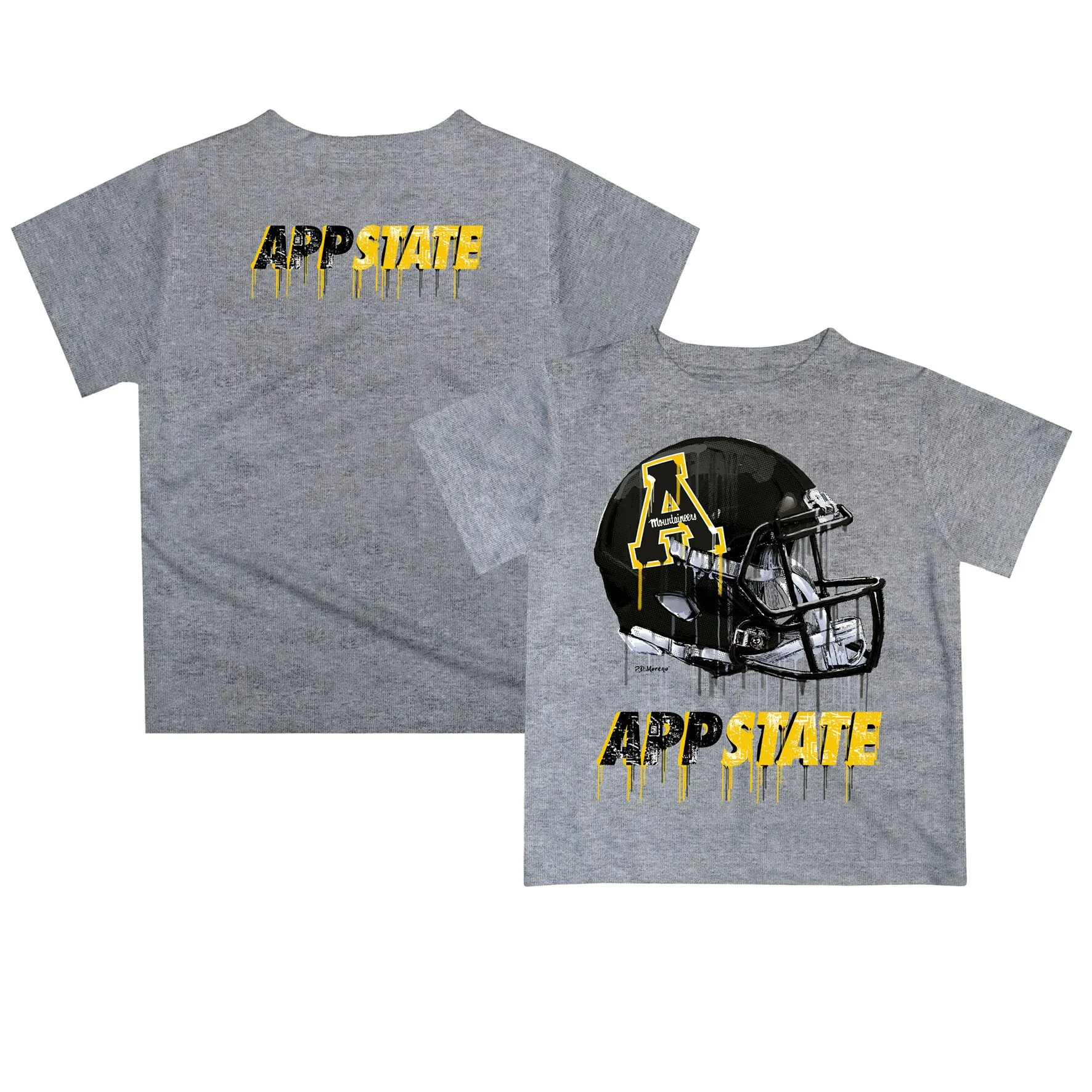 Appalachian State Mountaineers Youth Gray Team Logo Dripping Helmet T-Shirt