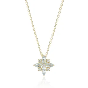 Aquamarine Star & Diamond Pendant Necklace