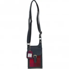 Ashwood Leather & Harris Tweed elegance Crossbody Bag Navy/Pink: TW-20-06-NP