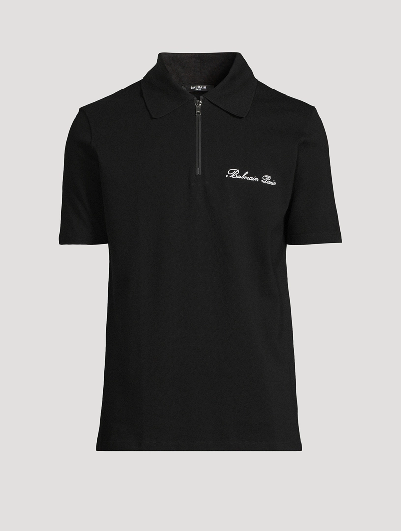 BALMAIN Signature Zipped Polo Shirt