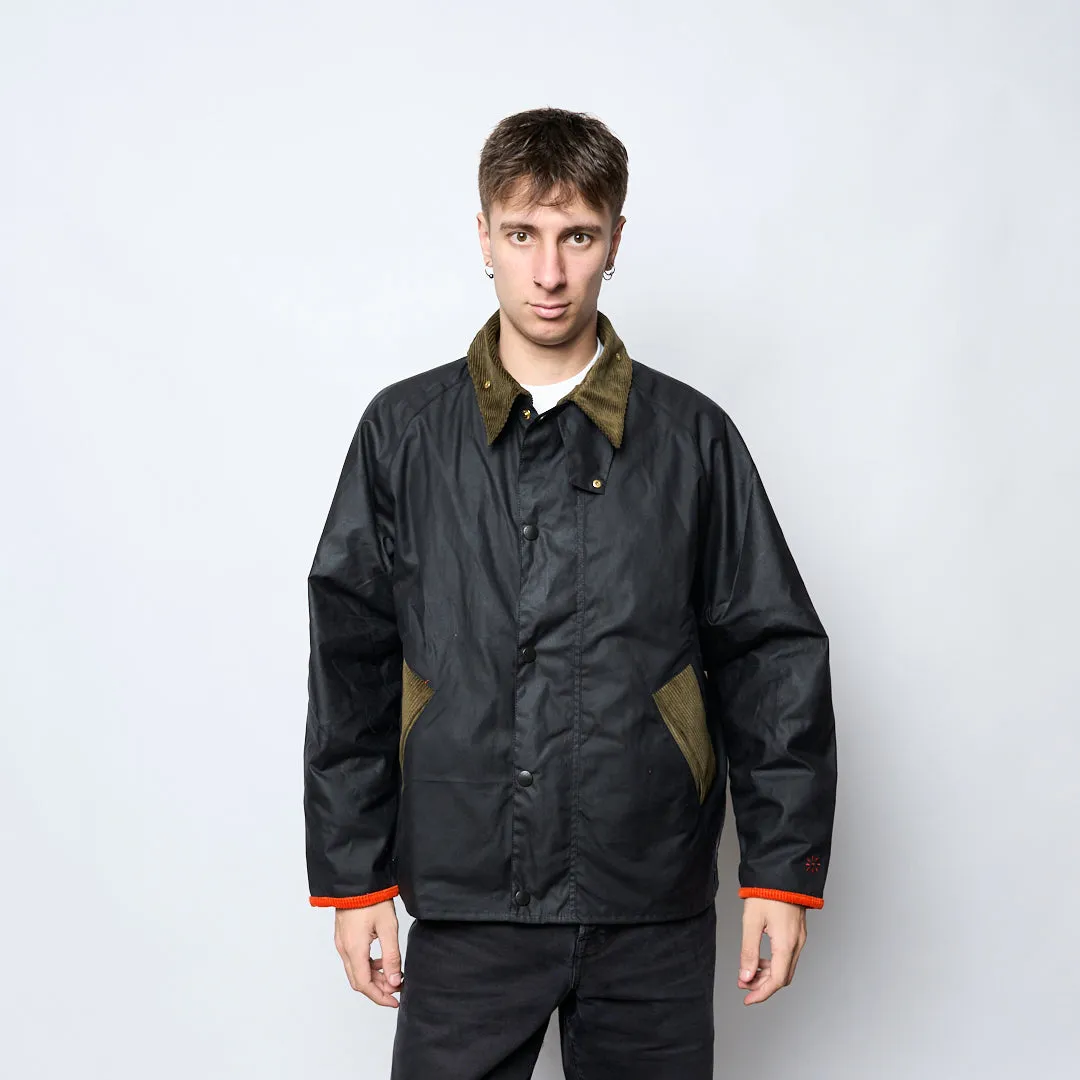 Barbour x Flower Mountain - Mountain OS Transport Wax Nylon Jacket (Navy/Orange)