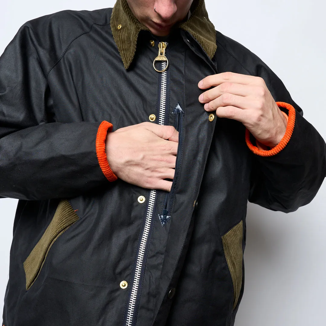 Barbour x Flower Mountain - Mountain OS Transport Wax Nylon Jacket (Navy/Orange)