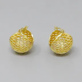 Basket Weave Puffed Hoop Earrings