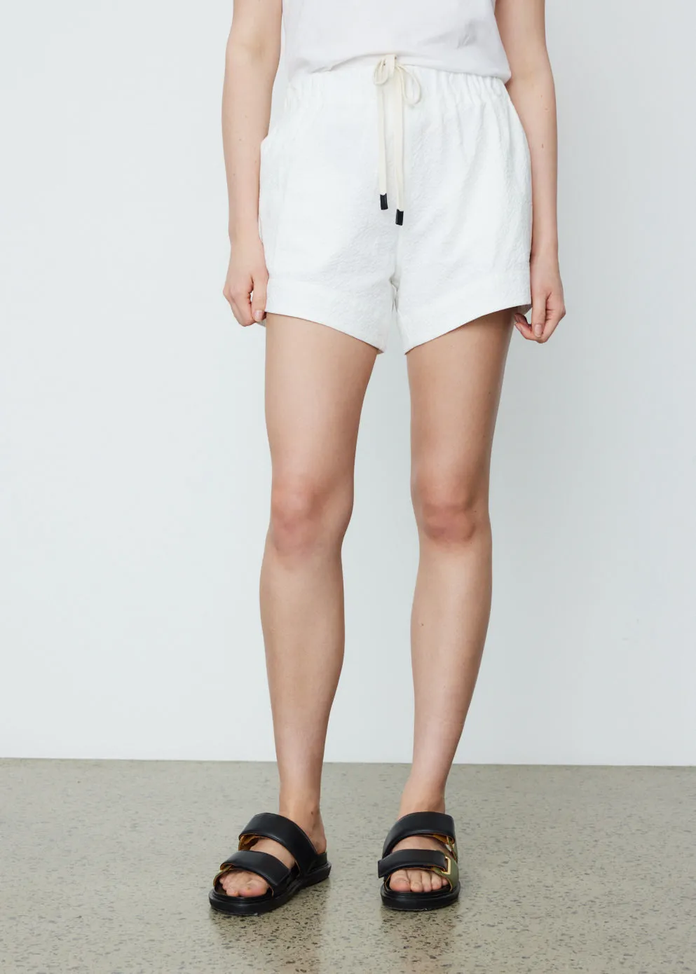 Bassike -  Seersucker Pull On Mini Shorts - Shorts