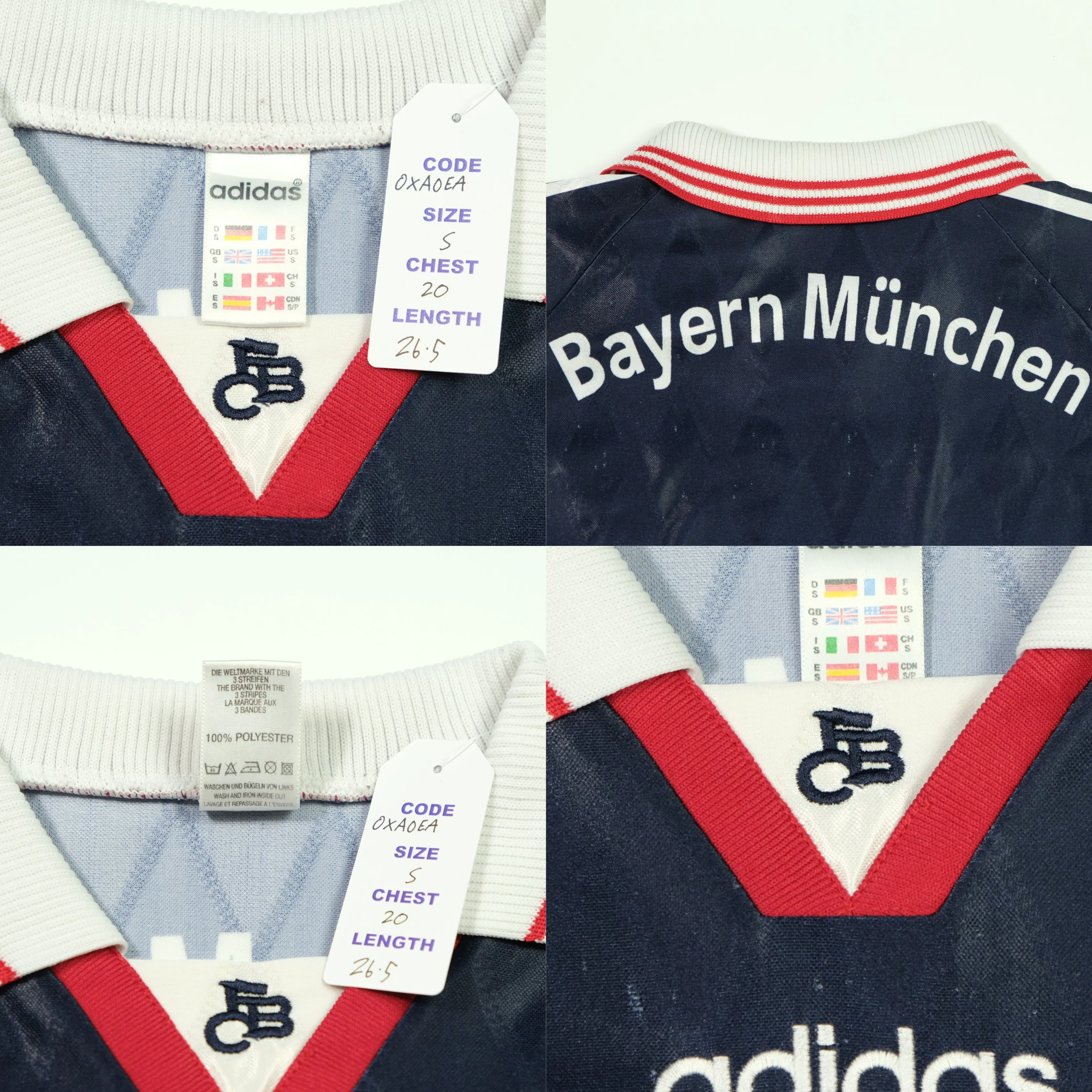 Bayern Munich Original Adidas 1997/1999 Home Vintage Football Shirt Small