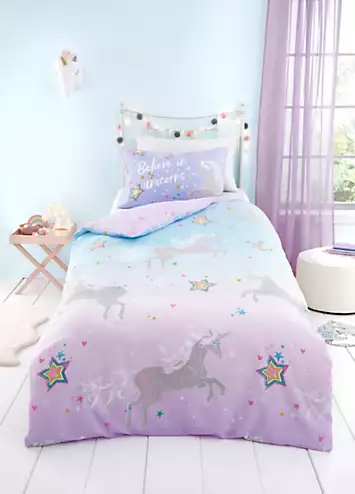 Bedlam Ombre Unicorn Glow in the Dark Duvet Cover Set | Kaleidoscope