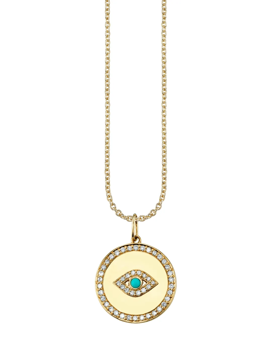 Bezel Evil Eye Medallion with Pave Border