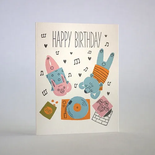 Birthday Record Player Card