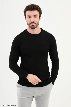 Bojoni Chicago Slim Fit Black Knitted Sweater