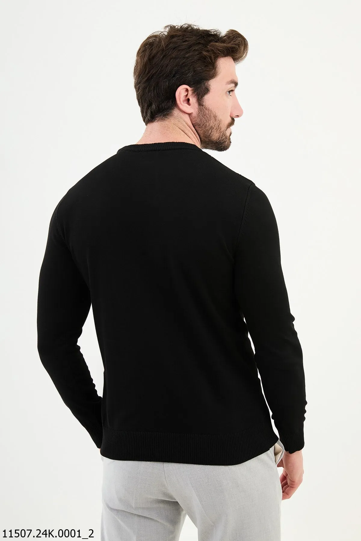 Bojoni Chicago Slim Fit Black Knitted Sweater