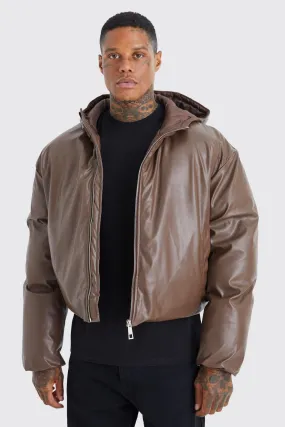 Boxy Pu Padded Hooded Puffer