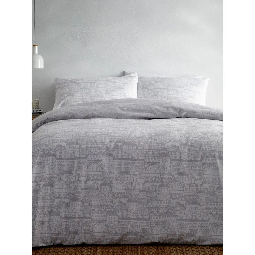 Breayla Grey Plain Weave Duvet Cover Set